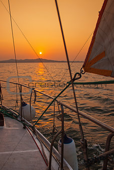 sailing yacht during sunset