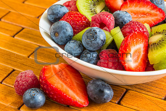 Sweet berry and kiwi in a small bowl