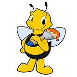 Cartoon Painter Bee