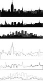 city silhouette in black, gray and with interpretation 3