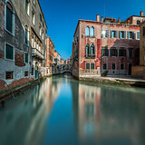 Typical Canal, Bridge and Historical Buildings in Venice, Italy