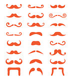 Ginger moustache or mustache vector icons set