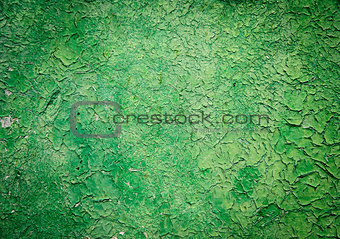 Old cracked painted texture. Rusty green wood.