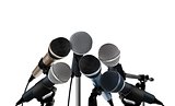 Microphones Standing over White