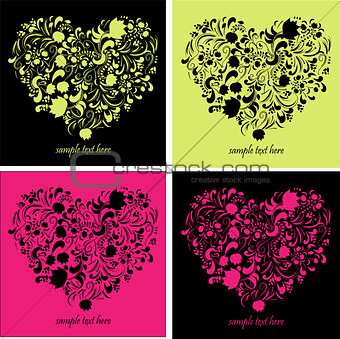Greeting cards with heart shape art illustration cute