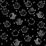 seamless graphic pattern with fish art cute