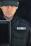 Security Holds Laptop Display To Camera