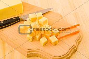 Pieces of cheese.