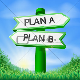 Plan A or Plan B sign concept