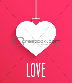 Greeting card with hanging heart.