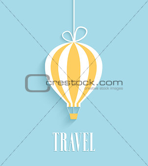 Travel card with hanging air balloon.