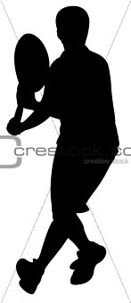 tennis player boy silhouette vector