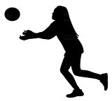playing with ball, silhouette vector