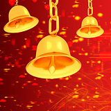 Gold bell on winter or Christmas style background