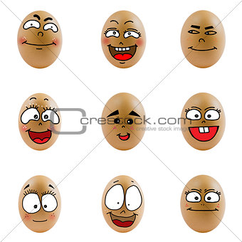collection of eggs with happy face