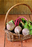 raw fresh organic beets with green leaves