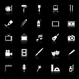 Art icons with reflect on black background