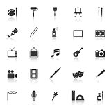 Art icons with reflect on white background