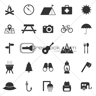 Camping icons on white background