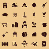 Farming color icons on brown background