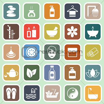 Spa flat icons on green background