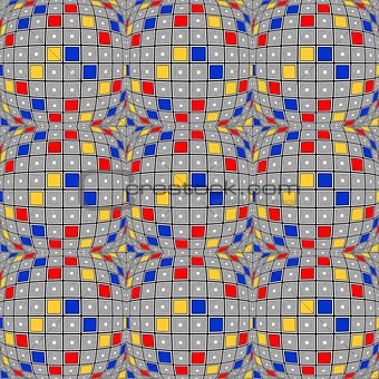 Design seamless colorful warped mosaic pattern