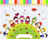 Children's books and colors naive style seamless-More levels-Without the effects of transparency