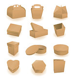 Set of boxes and packages. A vector illustration 