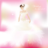 Bride on romantic  pink background 