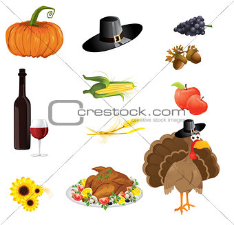 a set of thanksgiving icons 