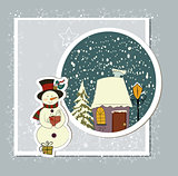 A cute Christmas card with a snowman