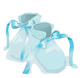 Blue baby shoes on white background 
