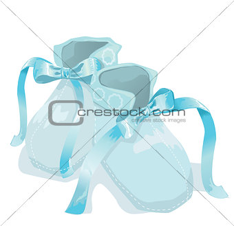 Blue baby shoes on white background 