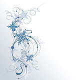 Decorative swirling winter design with snowflakes