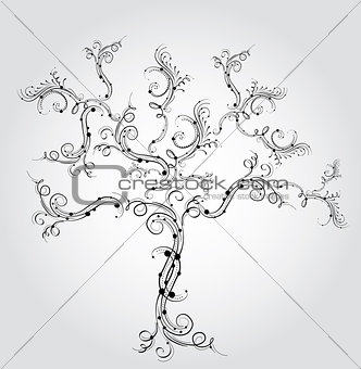 Decorative tree, vector illustration 