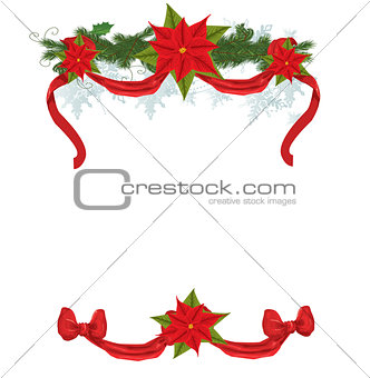 Christmas frame with pointsettia 