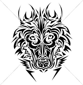 Wolf tribal tattoo style