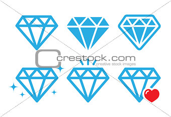 Diamond luxury vector icons set