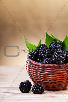 Blackberries in a small basket