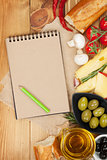 Blank notepad  and food