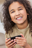 African American Girl Child Using Smat Phone