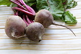 raw fresh organic beets with green leaves