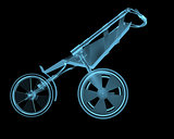 Child buggy x-ray blue transparent isolated on black