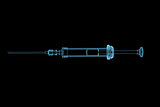 Syringe x-ray blue transparent isolated on black