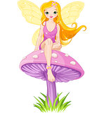 Cute Fairy on the Mushroom 