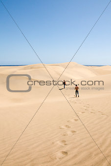 Sand dunes on the beach in Maspalomas. 