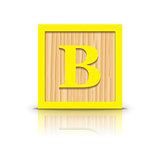 Vector letter B wooden alphabet block