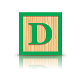 Vector letter D wooden alphabet block