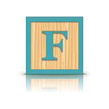 Vector letter F wooden alphabet block