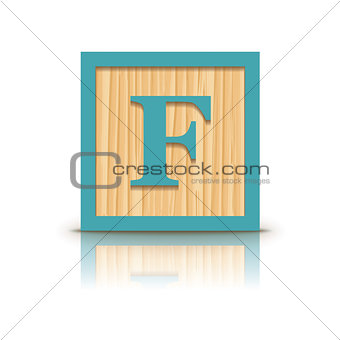 Vector letter F wooden alphabet block
